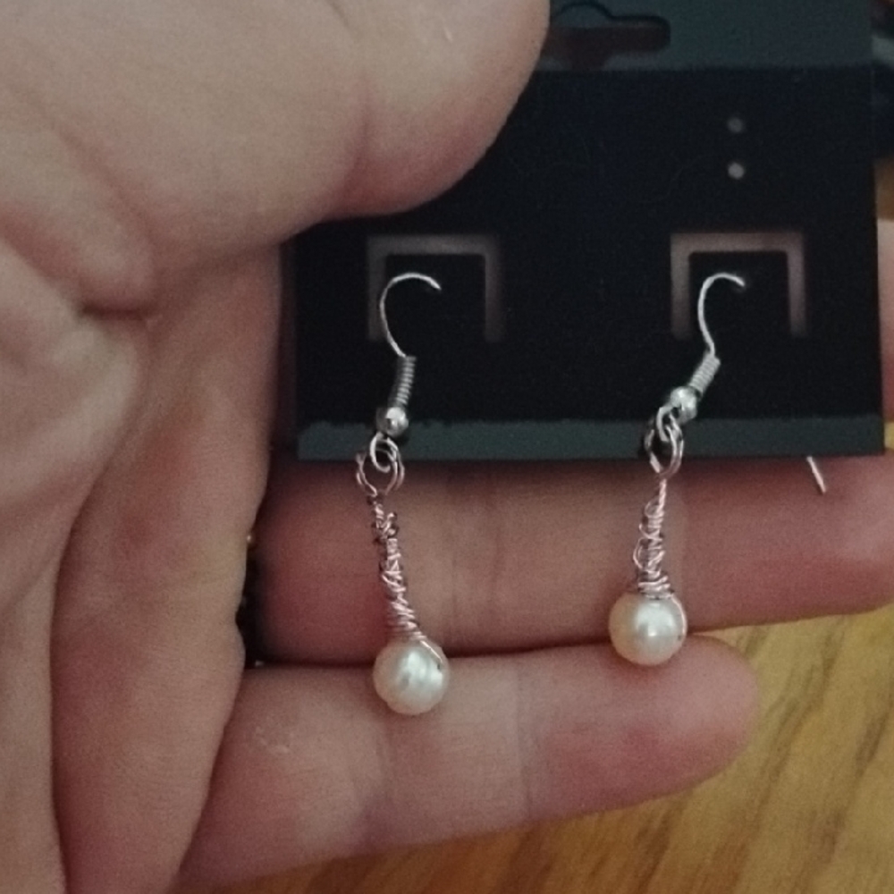 Elegant Silver Pearl Drop Earrings